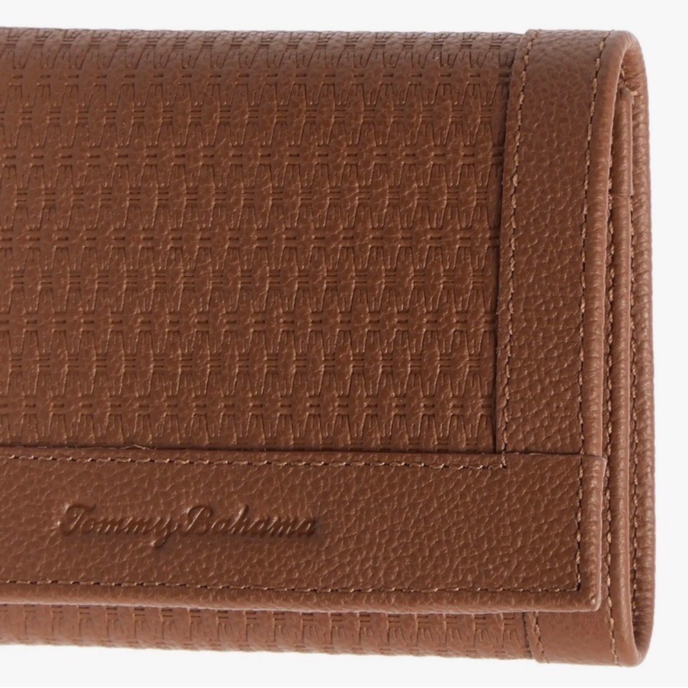 Tommy Bahama Basket Weave Leather Trifold Wallet